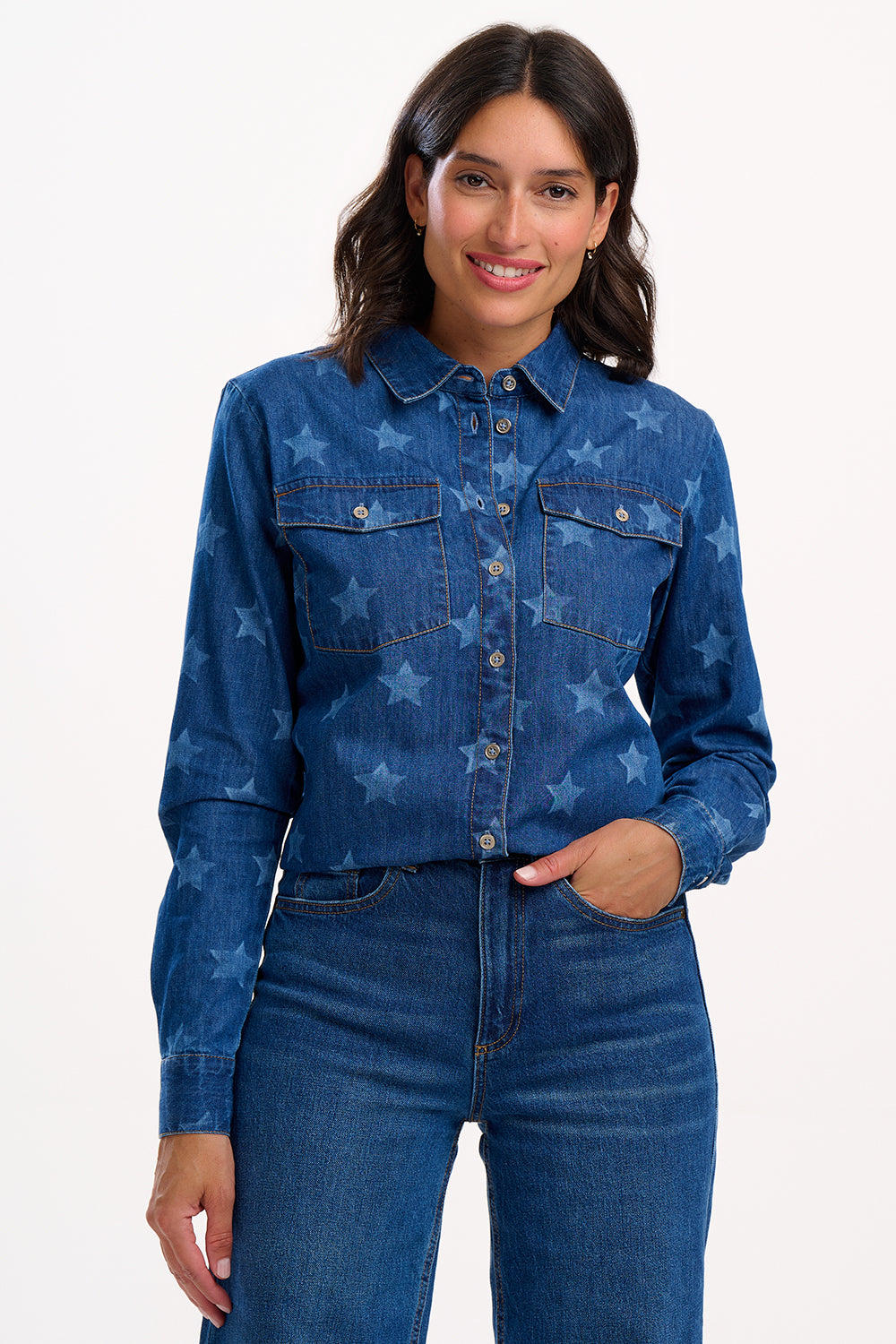 Denim Bleached Stars Shirt